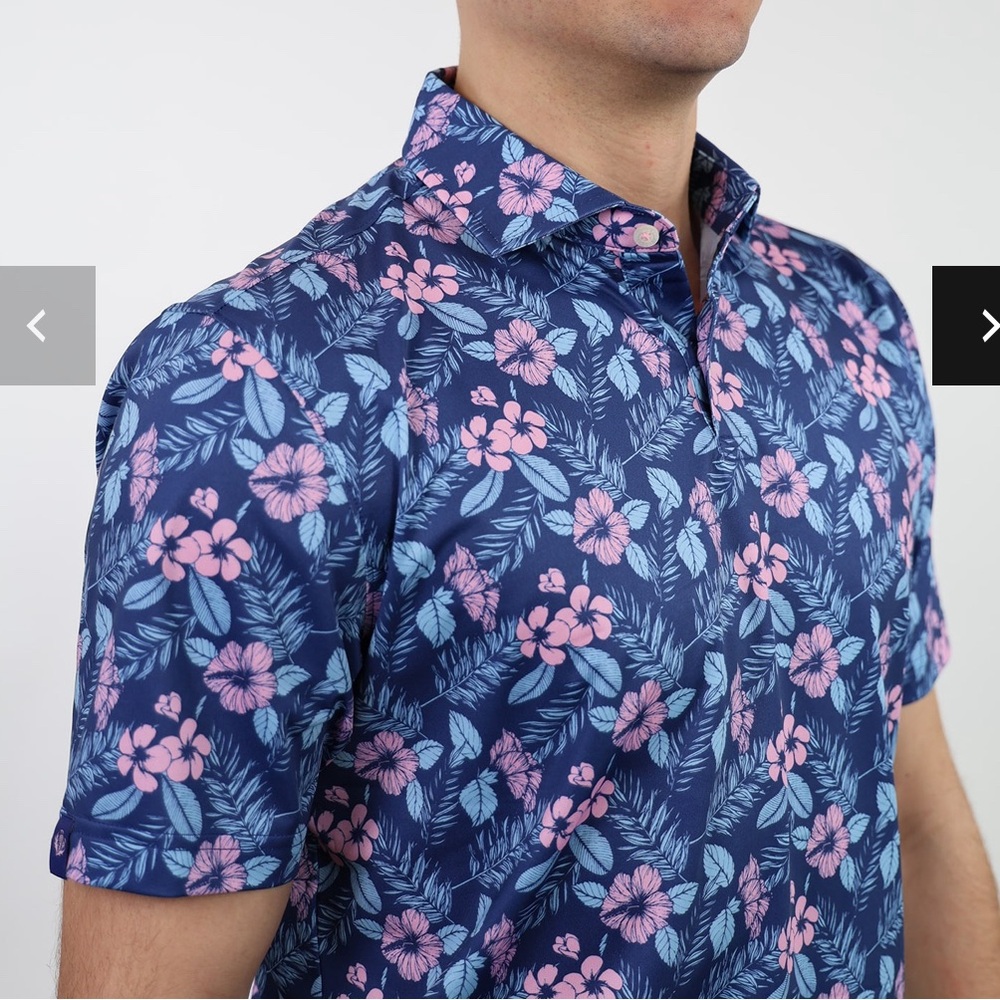 Floral Blue and Pink Men's Polo Shirt